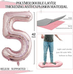 GOER 2 Pcs 42 Inch Rose Gold Foil Balloons Number 5,Huge Number Balloons for 5th 55th Birthday Party Supplies Anniversary Decorations