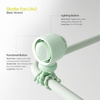 JISULIFE Stroller Fan Baby Large, Safe Bladeless for Crib, Desk, 4000mAh Battery Rechargeable Portable Cooling Fan with Air Turbo Tech, Night Light, Food-Grade Gift for Mom/Dad/Friend - Green
