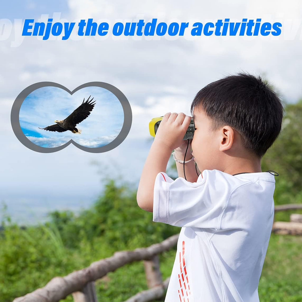 Toys for 4-5 Year Old Boys, VNVDFLM 8 X 21 Kids Binoculars for Children, Compact Telescope Boys Birthday Easter Gifts for 5-8 Years Old to Bird Watching &Scenery(Yellow)