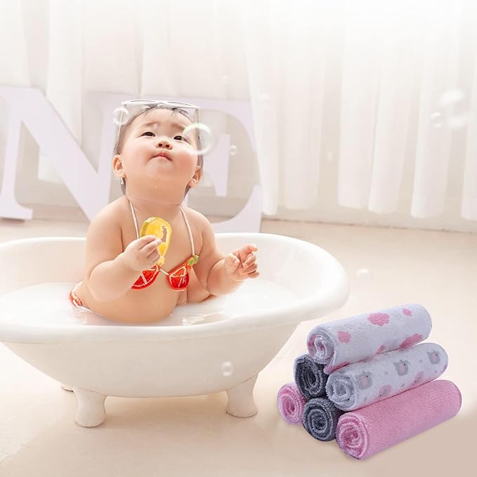 softan Baby Washcloths, 24Pack Baby Wash Cloths Extra Soft & Ultra Absorbent, Baby Towels and Washcloths Face Towel Unisex for Boys Girls Body, Washclothes Gentle on Sensitive Skin, 9x9 Pink Elephant