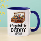 Customized Promoted To Daddy Ceramic Coffee Mug Gift For Daddy Grandpa Father EST 2026, Personalized Dad Accent Mug With Name & Year, First Time Dad White Coffee Cup, Future Papa Travel Mug 11Oz 15Oz