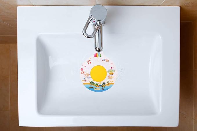 Bathtub Drain Stopper, Silicone Tub Stopper Plug, Universal Bath Drain Cover, Beautiful Coral Reef Illustration, Kids Tots Babies Gift (White)