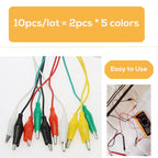 10PCS Premium Alligator Clips Electrical, 5 Colors Test Leads with Testing Probes, Crocodile Jumper Wires Cable with Alligator Clips for Electrical Testing, Circuit Connection, Electronic Experiments