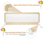 Costzon Bed Rail for Toddlers, 2 PCS Extra Long Swing Down Safety Bed Guards w/Straps for Convertible Crib, Kids Twin, Double, Full Size, Queen & King Bed, Folding Bed Rails for Baby (59-Inch, Beige)