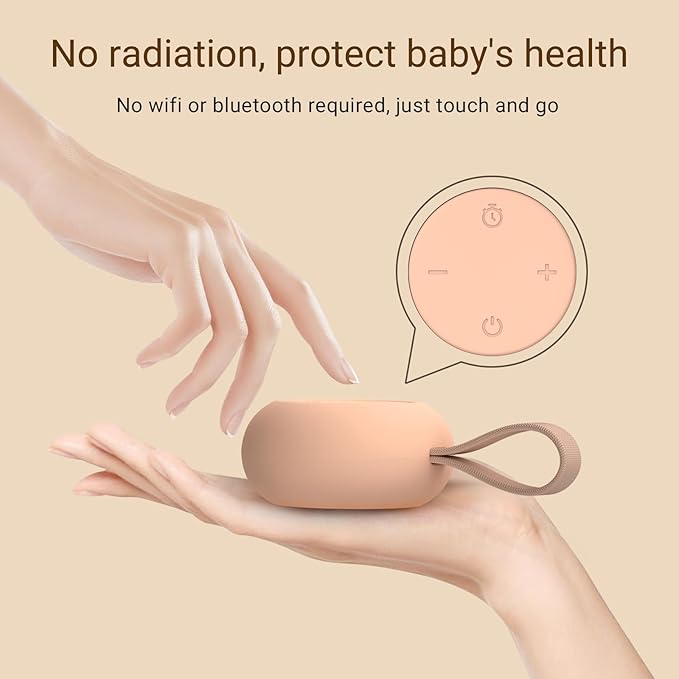 Portable Baby Sound Machine [White Noise for Babies Kids Adults][Sleep Soother][Timer Function][12 Soothing Sounds] 15 Hours Battery Life, Registry Gift,Shower,Clips on Baby Stroller.Peach