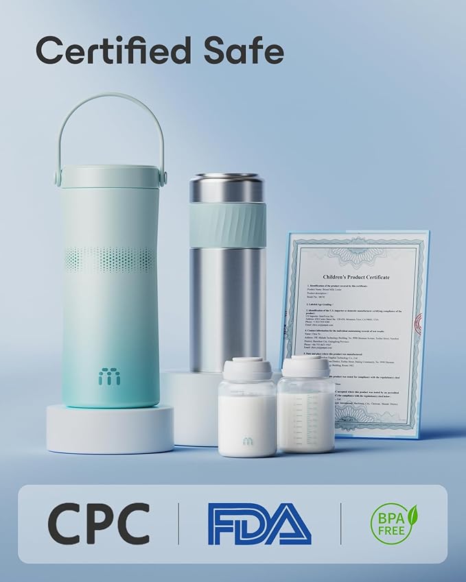 22oz Breast Milk Cooler for Travel & Work, Stainless Steel Chiller with 360° Even Cooling, Keeps Milk Cold for 24 Hours, Portable Storage for Breastfeeding Moms, Includes 2 Baby Bottles, Green