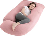 Pregnancy Pillow J-Shaped Full Body Pillow, 59 inch Cool Fabric Easy to Remove and Wash, Support Pregnant Women's Backs Legs and HIPS, Improve Sleep,Pregnancy Pillow for Women ，Pink