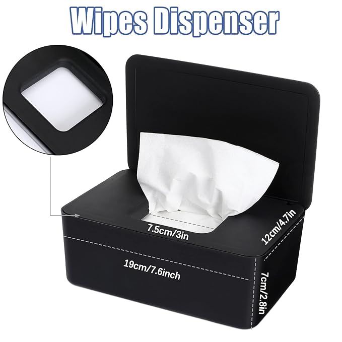 NOVWANG Baby Wipes Dispenser 3 Pack Wipe Holder with Lids, Keeps Wipes Fresh, Refillable Wipes Container with Sealing Design, Bathroom Tissues Wipes Case Box