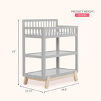 Dream On Me Hygge Baby Nusery Changing Table, Elevated Safety Rails, Water-Resistant Changing Pad & Safety Belt, Spacious Storage Shelves, GREENGUARD Gold & JPMA Certified – Pebble Grey Oak