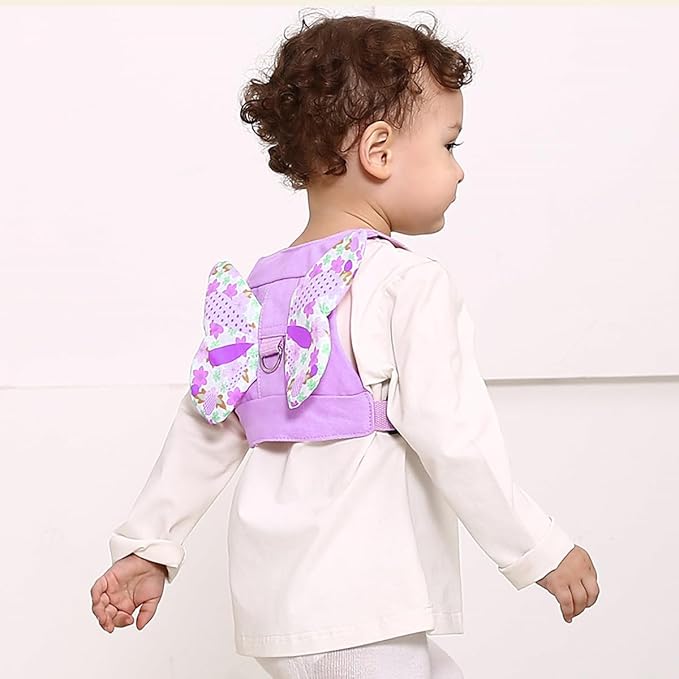 Anti Lost Toddler Harness - Butterfly Baby Leash and Wrist Link with Lock, Child walking Harness Assistant for Girls, Cute Traction Safety Leash for Kids, Holiday Travel Christmas Gift, Purple