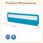 Costzon Bed Rail for Toddlers, 2 PCS Extra Long Swing Down Safety Bed Guards w/Straps for Convertible Crib, Kids Twin, Double, Full Size, Queen & King Bed, Folding Bed Rails for Baby (71-Inch, Blue)