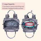 BabbleRoo Diaper Bag Backpack - Baby Essentials, Travel Essentials Baby Bag with Changing Pad, Stroller Straps & Pacifier Case - Unisex, Gray Swirls