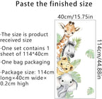 44.88 x 11.75 Inch Watercolor Jungle Animal Wall Decals - Forest Safari Elephant Lion Monkey Stickers for Baby Nursery, Playroom, Bedroom, Classroom, Kindergarten Decor