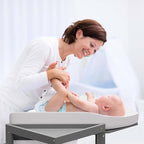 YUFU Baby Corner Changing Table with Storage Drawers, Portable Diaper Changing Station with Baby Changing Pad, Modern Wood Changing Table Dresser for Infants and Toddlers (Gray)