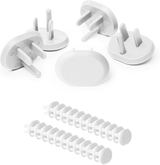 Ubbi Outlet Covers for Child Safety, Plug Protectors, Baby Proofing, Safe & Secure Electrical Plug Covers, White, 24 Count