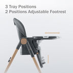 6 in 1 Convertible High Chairs for Babies and Toddlers,Portable High Chair with Dishwasher Tray and 4 Wheel,Booster Seat for Dining Table,Foldable Toddle and Baby Feeding Highchair (Gold-Grey)