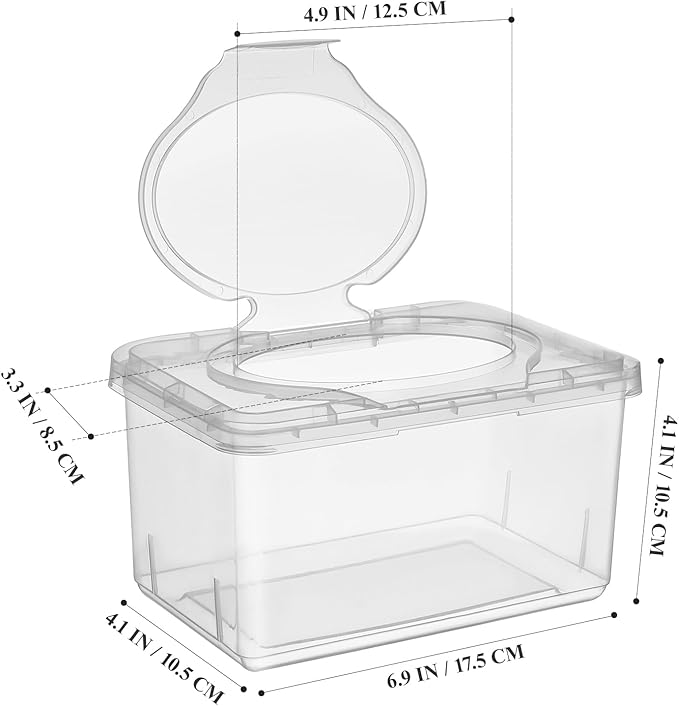 Ciieeo 3 Pcs Baby Wipes Dispenser Tissue Storage Box Wet Wipes Holder with Lid Refillable Wipe Case Container for Home Office Desk Transparent