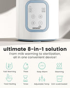 GROWNSY Bottle Warmer, 8-in-1 Fast Baby Milk Warmer with Timer for Breastmilk or Formula, Accurate Temperature Control, Multifunctional Baby Bottle Warmers for All Bottles- Blue