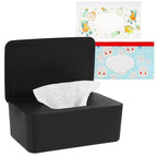 Diaper Wipes Dispenser Wipes Holder, Wipes Tissue Case Keeps Wipes Fresh Tissue Wipes Container with Lid (Black)