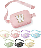 YOOLIFE Initial Sling Bag for Women - Bum Bag Chest Bag for Women Belt Bag Small Crossbody Bags Fanny Packs for Women Personalized Birthday Gifts Christmas Gifts for Women W, Pink