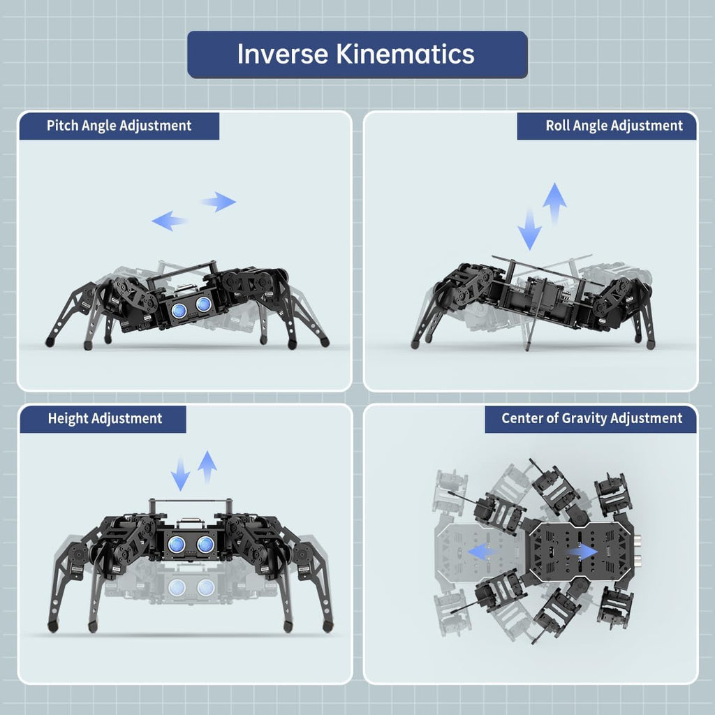 18DOF Hexapod Robot for Arduino Programming, Spider Walking Crawling Self-Balancing AI Vision Voice Control Obstacle Avoidance, STEM Education Open Source Robot with Tutorials, miniHexa Standard Kit