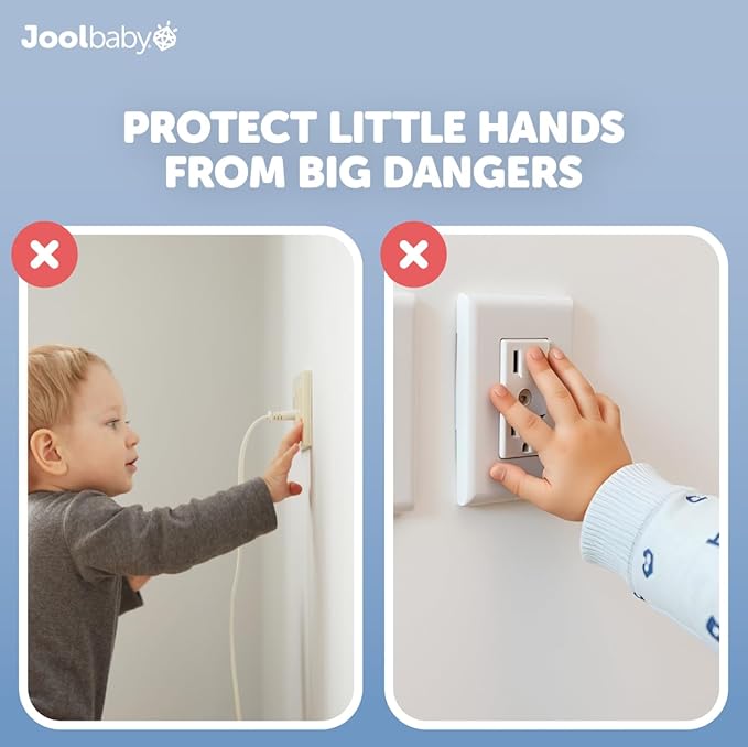 Outlet Cover Box for Child Safety (2 Pack) Duplex & Decorator Electrical Outlet Plates, Concealed Access Buttons, and Spacious Compartment - Jool Baby