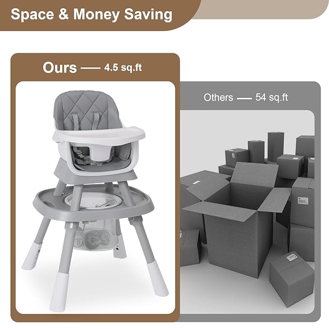 Babyliebe 15-in-1 Baby High Chair, Convertible Highchair for Babies and Toddlers with Activity Center, Booster Seat, Building Block Table, Toddler Chair with Safety Harness, Removable Tray (Gray)