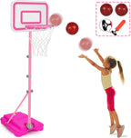 Tsomtto Toddler Basketball Hoop for Girls Pink Goals Adjustable Height 2.9ft-6.2ft Portable Kids Indoor Outdoor Play Outside Backyard Toys 3 4 5 6 Year Old Girl Birthday Gift