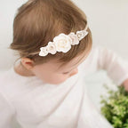 Baby Girl Nylon Headbands Flower Hair Bows Accessories-Elastic Hair Band Crown Handmade FLoral Wraps Birthday Gifts for Girls Newborn Infant Toddler 3Pcs