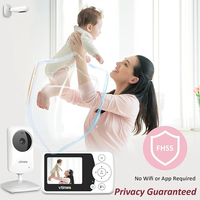 Baby Monitor with 2 Cameras, 2.4" LCD Screen Video Baby Monitor No WiFi Night Vision VOX Mode Alarm and 1000ft Range, Peace of Mind for New Parents
