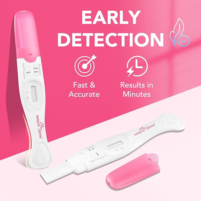 Easy@Home Pregnancy Test Sticks: 5 Count - Reliable and Early Detection Pregnancy Sticks - Precise Results in Minutes - Easy to Use at Home Urine Pregnancy Tests with Curved Handle