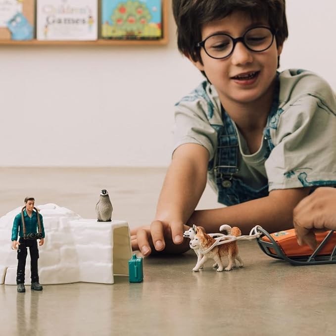 Schleich Wild Life - 19PC Antarctic Expedition Playset with Penguin, Dog Figurines, Action Figure and Accessories - Actic Animal Imaginative Play Set for Kids Ages 3+