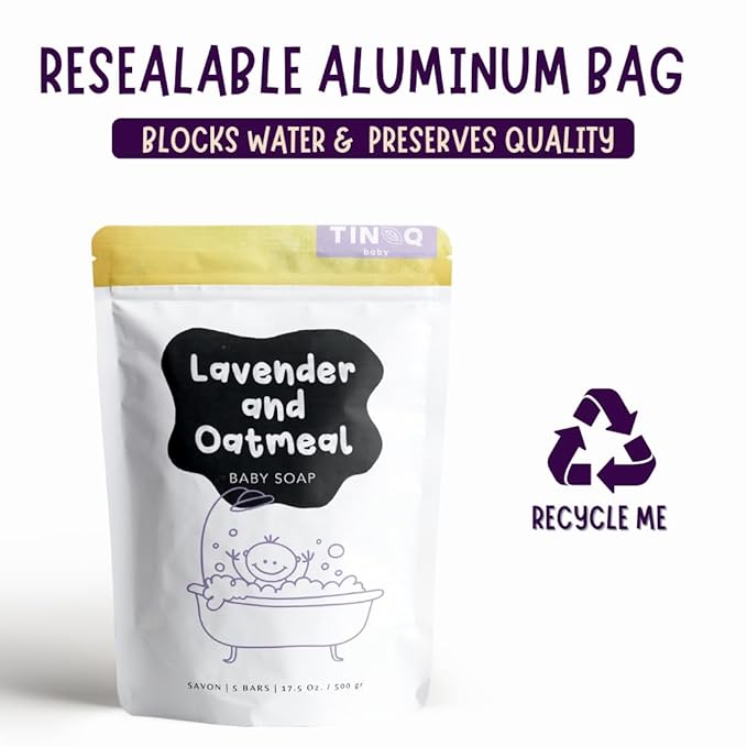 Hypoallergenic Baby Soap Bar for Sensitive Skin | Gentle Wash for Babies, Toddlers, Kids & adults | Relaxing Lavender Oil & Oatmeal | 5 Bars