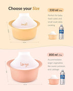 Moyuum Silicone Microwave Steamer | Made in Korea, Baby Food Maker Bowl with Lid, Egg and Vegetable Steam Cooker, Japanese Donabe Inspired Cooking Pot, Dishwasher Safe (Small, Mustard)