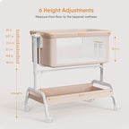 3-in-1 Baby Bassinet, Rocking Bassinet, Bedside Bassinet for Baby, Stable and Secure Bassinet Bedside Sleeper for Newborn & Infant, 6 Height Adjustable with Wheels, Mattress & Breathable Mesh (Khaki)