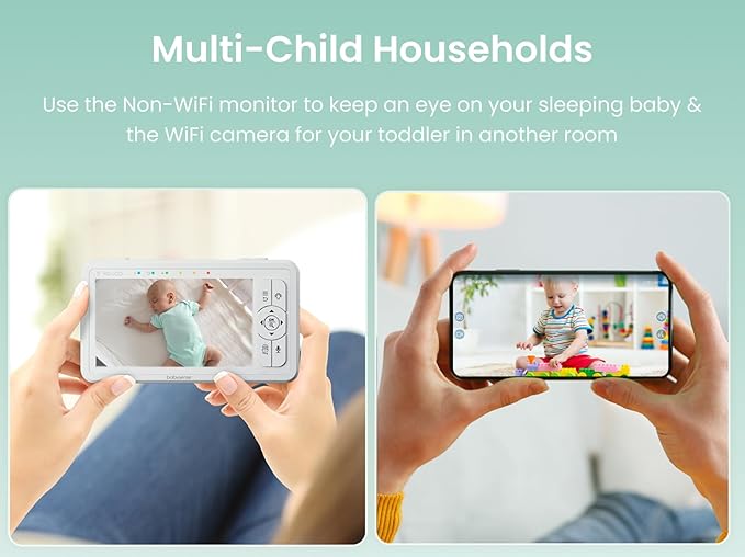Babysense HDS2 5” HD Non-WiFi Baby Monitor Bundle with FullPeek WiFi Camera (2 Items)