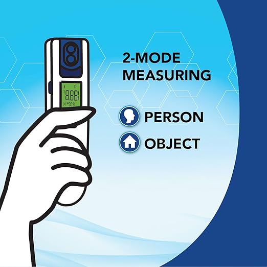 Zewa 4-Way Rotating Infrared Thermometer | Forehead Non-Touch Technology | Fast 1-Second Reading | Distance Detection | LCD 3-Color Display | Memory Recall | Measures Person & Objects
