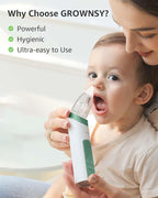GROWNSY Nasal Aspirator for Baby, Electric Nose Aspirator for Toddler, Baby Nose Sucker, Automatic Nose Cleaner with 3 Silicone Tips, Adjustable Suctions, Music and Light Soothing Function (Green)