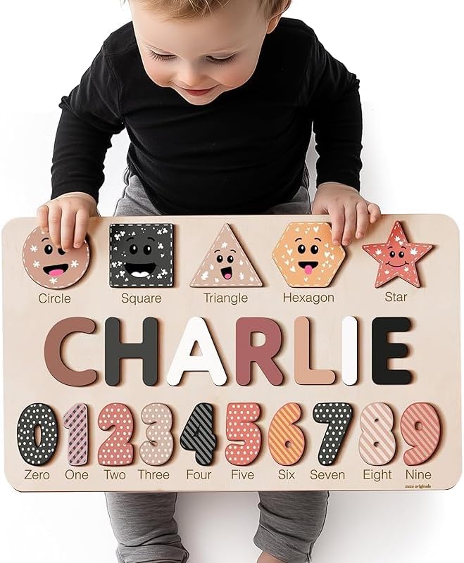 Puzzles for Toddlers Boy and Girl, Personalized Name Puzzle, 12 Month Toy, Gifts for 0 1 2 3 Years Old, Baby Gifts, Baby Shower, Christmas, NewBaby Gift, 0 3 6 9 12 18 24 36 Months