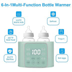 Baby Bottle Warmer 9-in-1 Multifuntion Breast Milk Warmer, Fast Baby Food Heater and Defrost Warmer with Timer for Twins, LCD Display Accurate Temperature Adjustment, 24H Constant Mode-Green