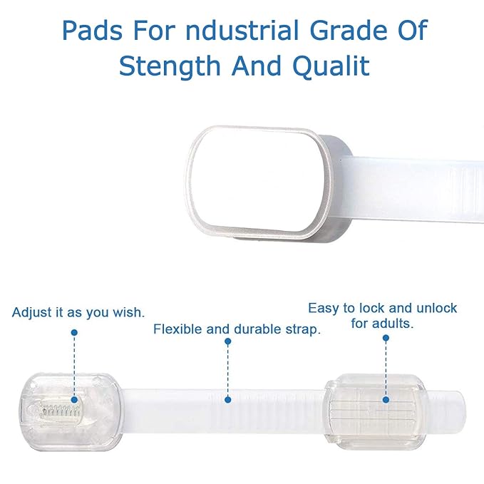 Baby Safety Locks - Maveek 8 Pack Child Proofing Lock For Drawers Doors Cupboard Dresser Door Closet Toilet Seat Oven Refrigerator, Adjustable Transparent Latches, 9 Pcs Extra Adhesive Pads