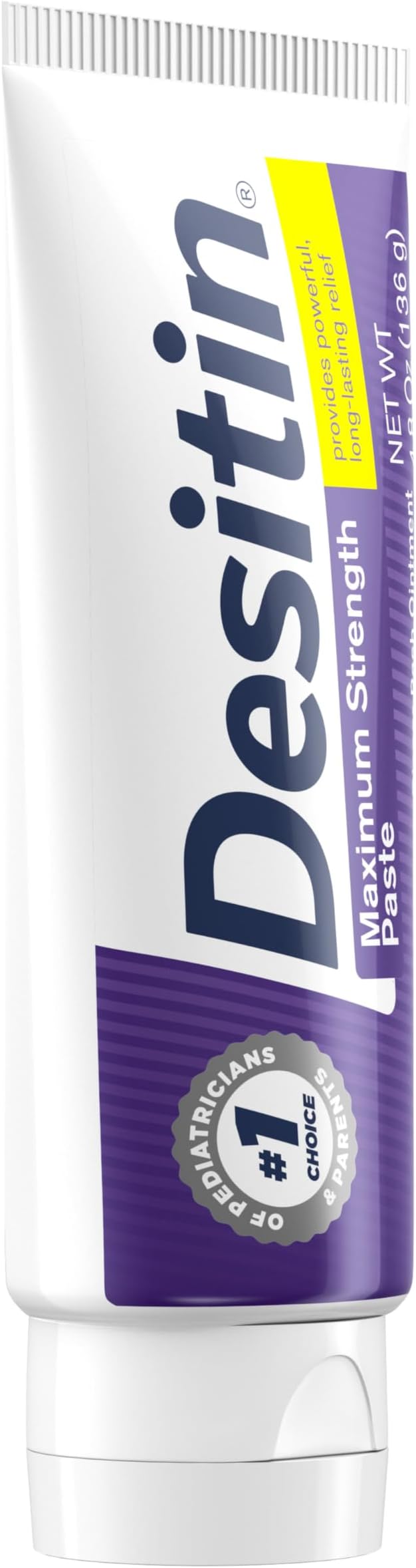 Desitin Maximum Strength Baby Diaper Rash Cream, 40% Zinc Oxide for Treatment, Relief & Prevention, Hypoallergenic, Phthalate- & Paraben-Free Paste, Protects Skin for 12 Hours, 4.8 oz (Pack of 2)