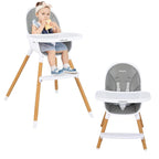 BABY JOY Convertible Baby High Chair, 3 in 1 Highchair w/Adjustable Legs, Dishwasher Safe Tray, Detachable PU Cushion, Footrest, 5-Point Harness for Babies Infants Toddlers (Gray)