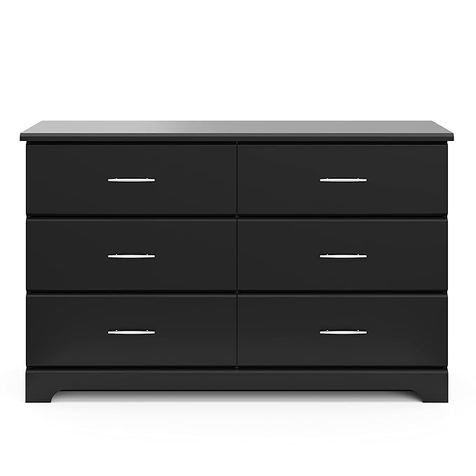 Storkcraft Brookside 6-Drawer Dresser (Black) – GREENGUARD Gold Certified, Black Dresser for Bedroom, Kids & Nursery Storage Chest, Safety Interlocking Drawers, Pre-Installed Tracks, Kids Chest