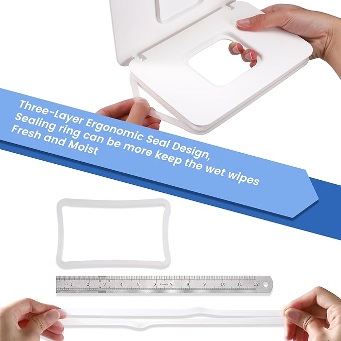 2 Pack Lijroavy Baby Wipes Dispenser, Baby Wipe Holder for Fresh Wipes, Non-Slip Baby Wipes Container, Refillable Wipes Box, Wipes Case with Sealing Design Lid (White and White)