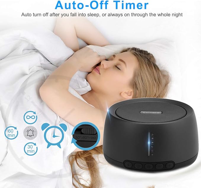 Sound Machine for Sleeping, Exmate Noise Machine for Office Privacy with 30 Non-Looping HiFi Soothing Sound, Memory Function and Timer Sound Machine for Adult Kid Home Office Travel