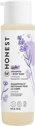 The Honest Company 2-in-1 Cleansing Shampoo Body Wash Gentle for Baby Naturally Derived Tear-free Hypoallergenic Lavender Calm 18 fl oz
