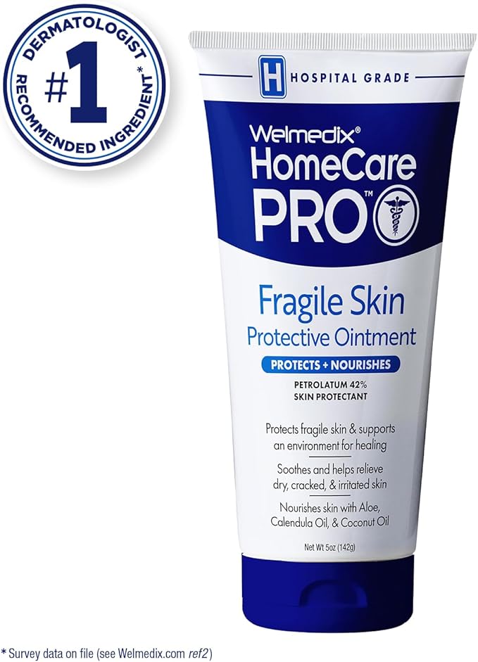 Welmedix Fragile Skin Protective Ointment Hospital Grade Healing Ointment, Barrier Cream & Skin Protectant w/Calendula for Treatment of Eczema, Psoriasis, Dermatitis, Bed Sores, Chafing (5oz Tube)