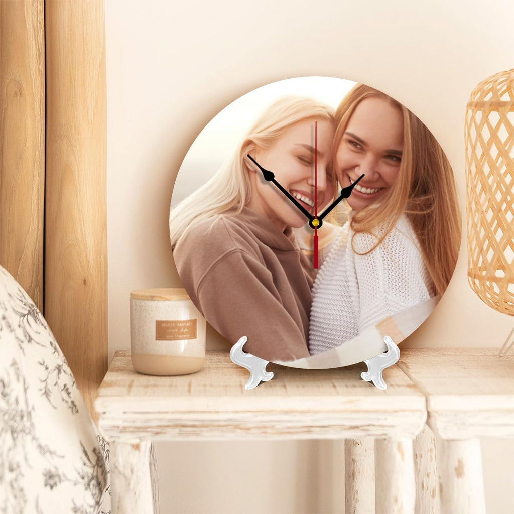 Generic Custom Clocks for Walls Personalized Picture Hanging Time Clocks Customized Round Clock for Birthday Wedding Present Creative, 10inch-25cm