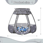 Baby Ball Pit for Toddler with 50 Balls, Kids Pop Up Play Tent for Girls, Princess Toys Gifts for Children Indoor & Outdoor Playhouse (Black: Gray/White/Babyblue, 109x90cm/50 Balls)